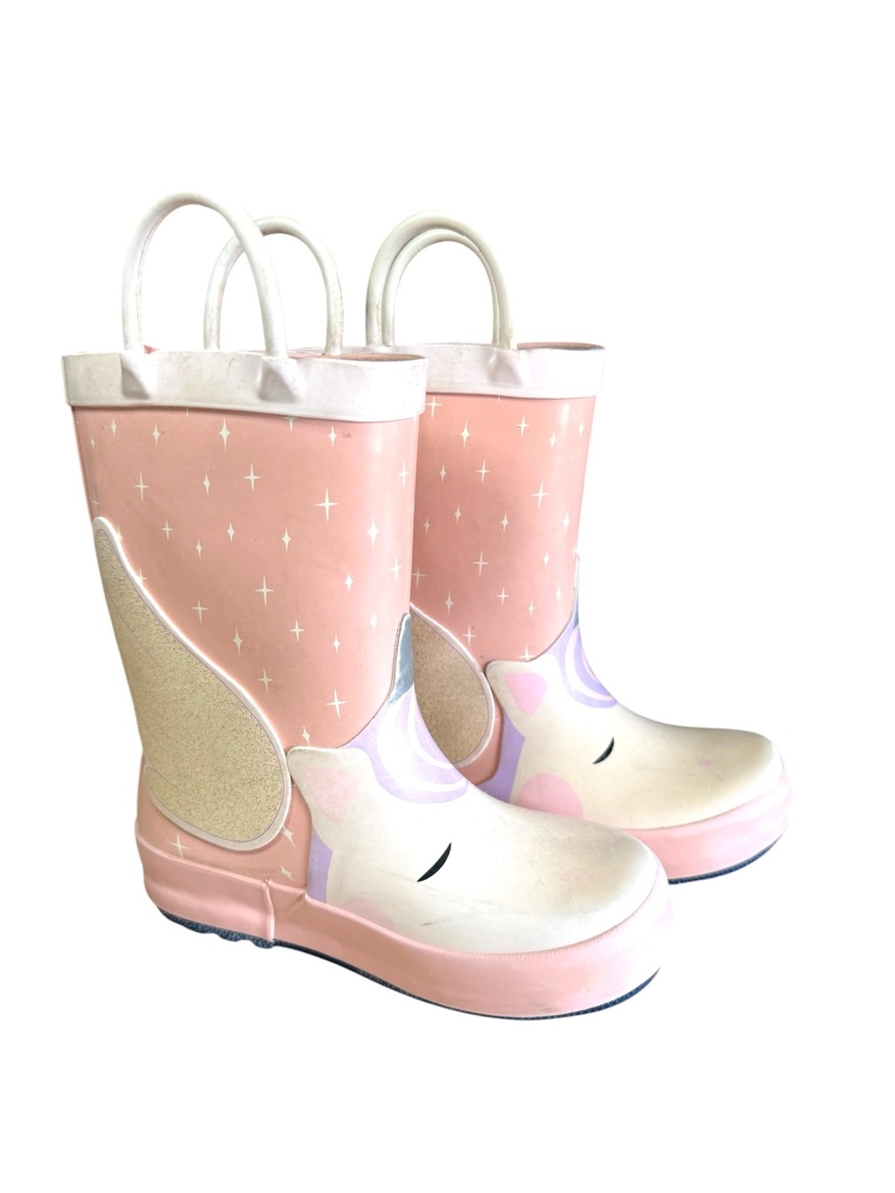 Girls Pink Unicorn Rain Boots with Handles Girls Toddler size 8